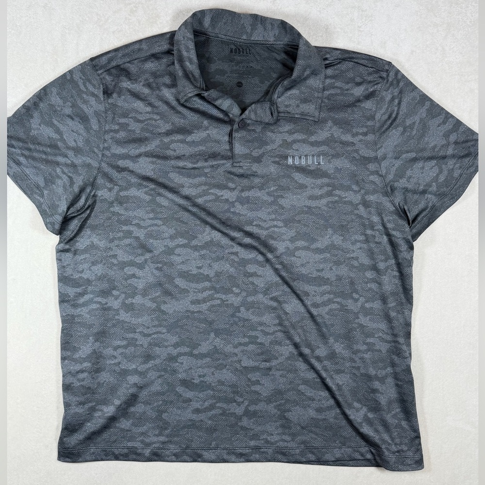 NOBULL XXL Stretch Performance Wicking Men's Charcoal Camo Polo Athletic Gym